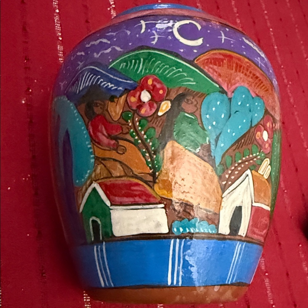Colorful Hand-Painted Ceramic Vase - Picture 4 of 7